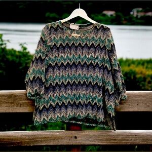 Alfred Dunner-Teal, Purple, and Blue light sweater. Size 2X